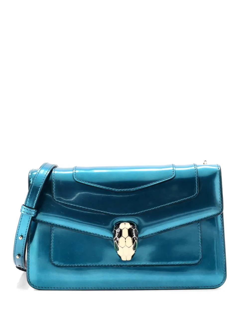 Bvlgari Pre-Owned Serpenti Forever Metallic Leather Small shoulder bag - Blu