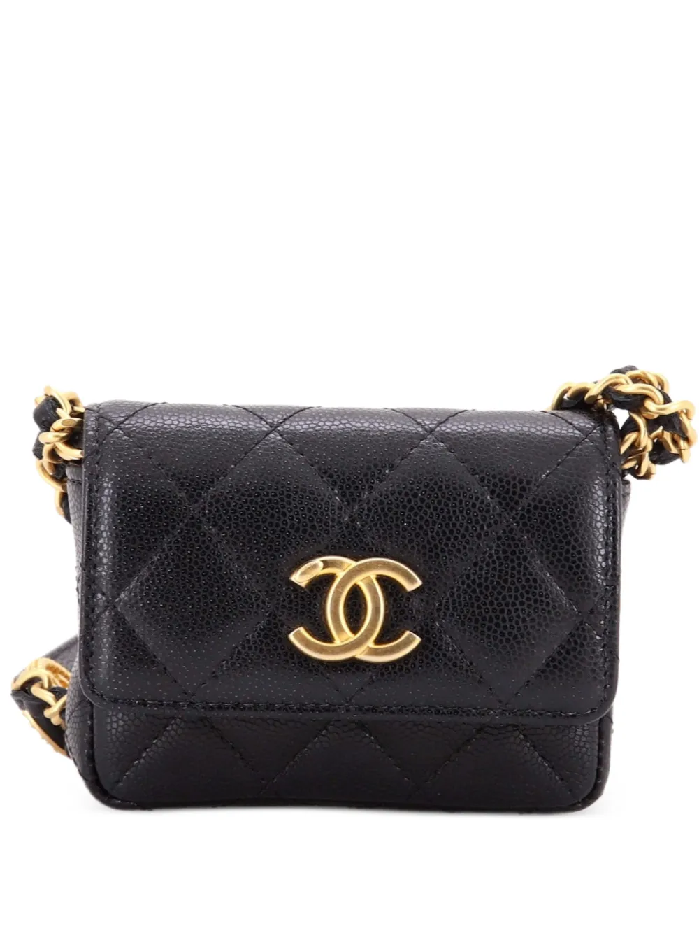 CHANEL Pre-Owned CC Medallions Flap Quilted Caviar Mini belt bag - Nero