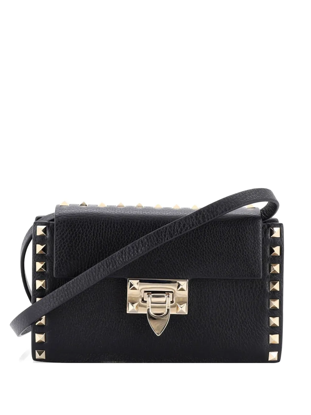 Valentino Garavani Pre-Owned Rockstud Flip Lock Flap Bag Leather Small shoulder bag - Nero