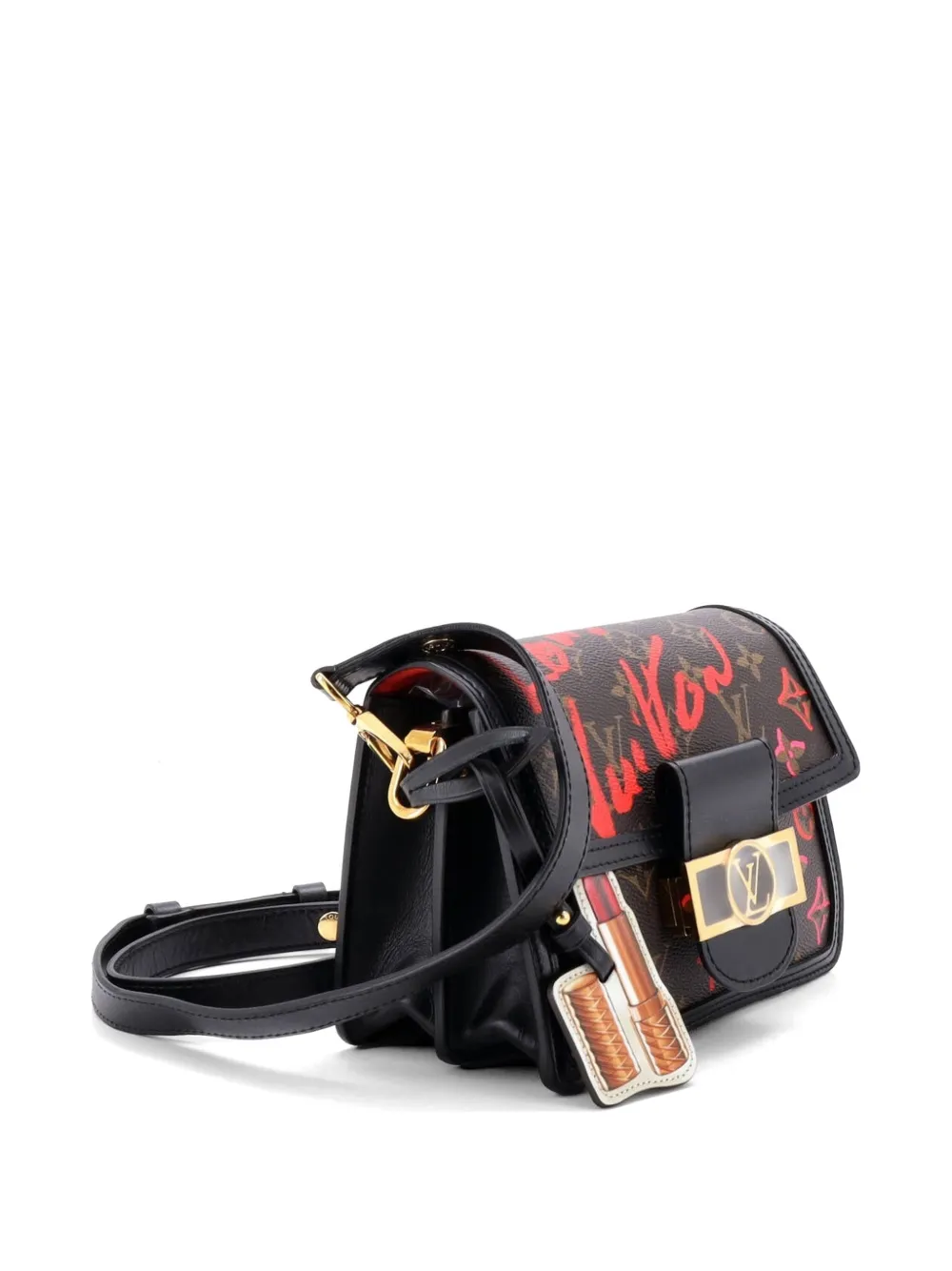 Louis Vuitton Pre-owned Dauphine Shoulder Bag Limited Edition Fall in Love Monogram Canvas Mini Crossbody Bag in Black, view