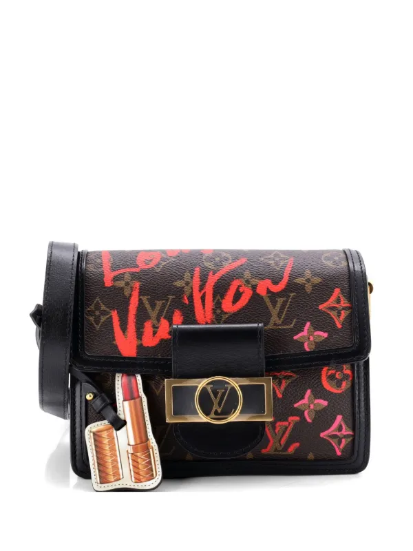 Louis Vuitton Pre-owned Dauphine Shoulder Bag Limited Edition Fall in Love Monogram Canvas Mini Crossbody Bag in Black