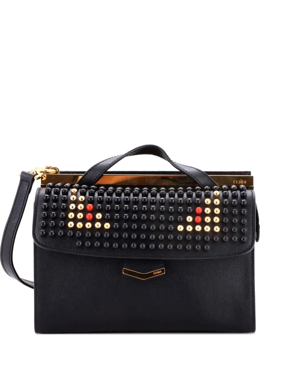Fendi Pre-Owned Demi Jour Monster Studded Leather satchel - Nero