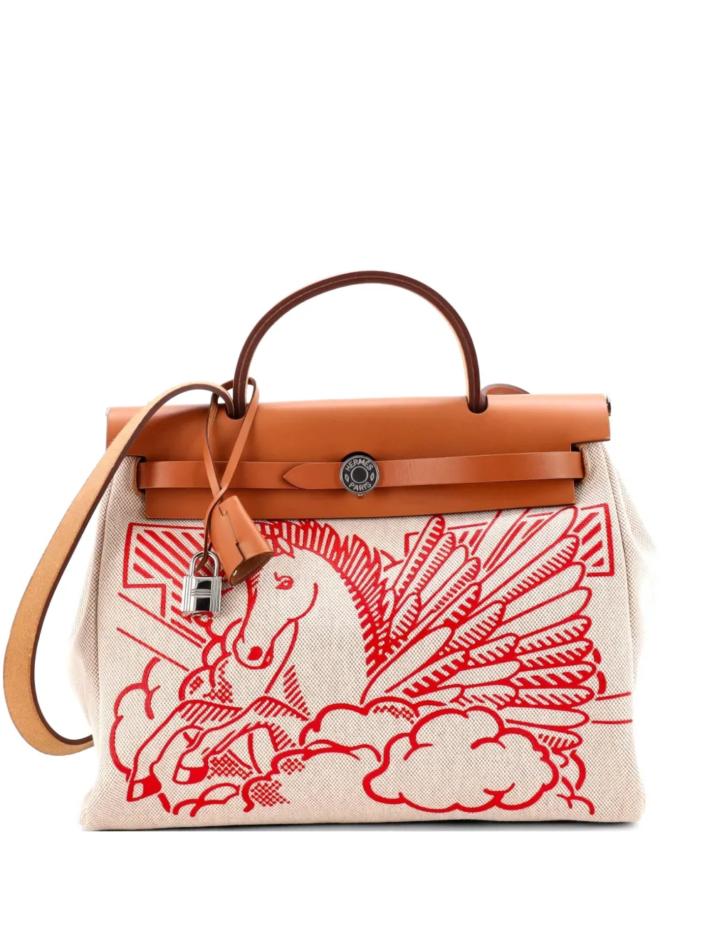 Hermès Pre-Owned Herbag Zip Pegase Pop Toile and Leather 31 shoulder bag - Marrone