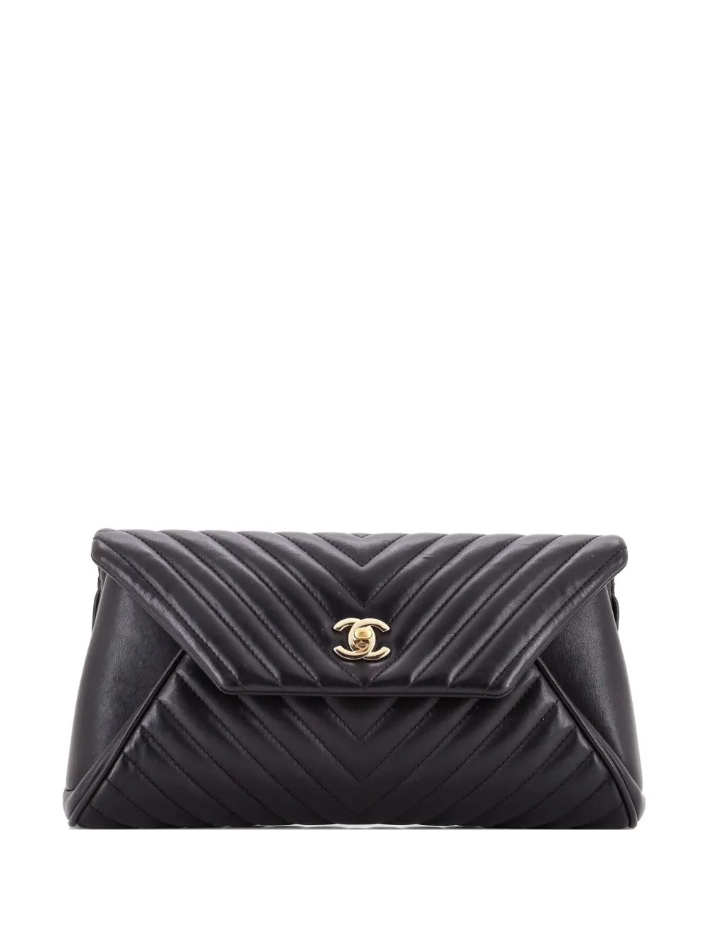 CHANEL Pre-Owned Fold Up Again Chevron Sheepskin clutch bag - Nero