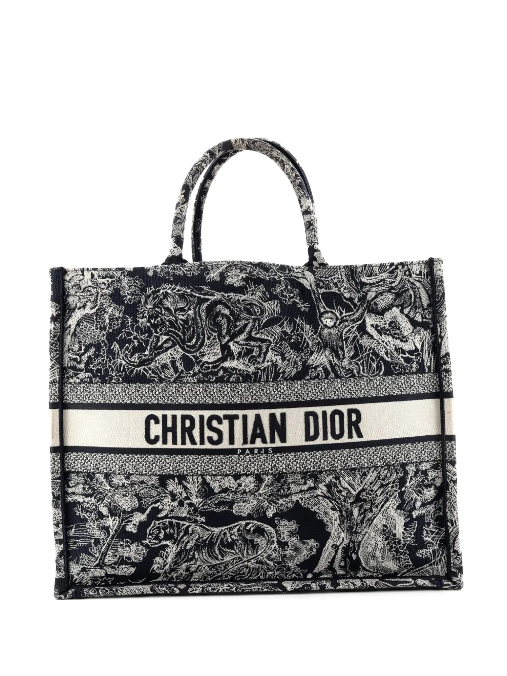 Christian Dior Pre-Owned Book Embroidered Canvas Large tote bag - Blue