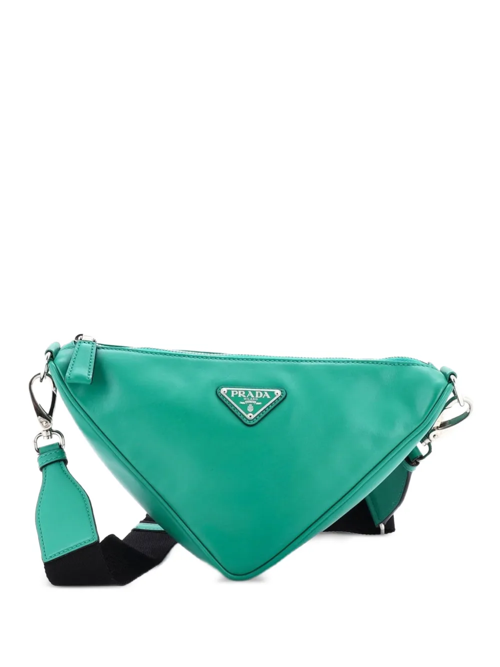 Prada Pre-Owned Triangle Logo Zip Soft Leather Small crossbody bag - Verde
