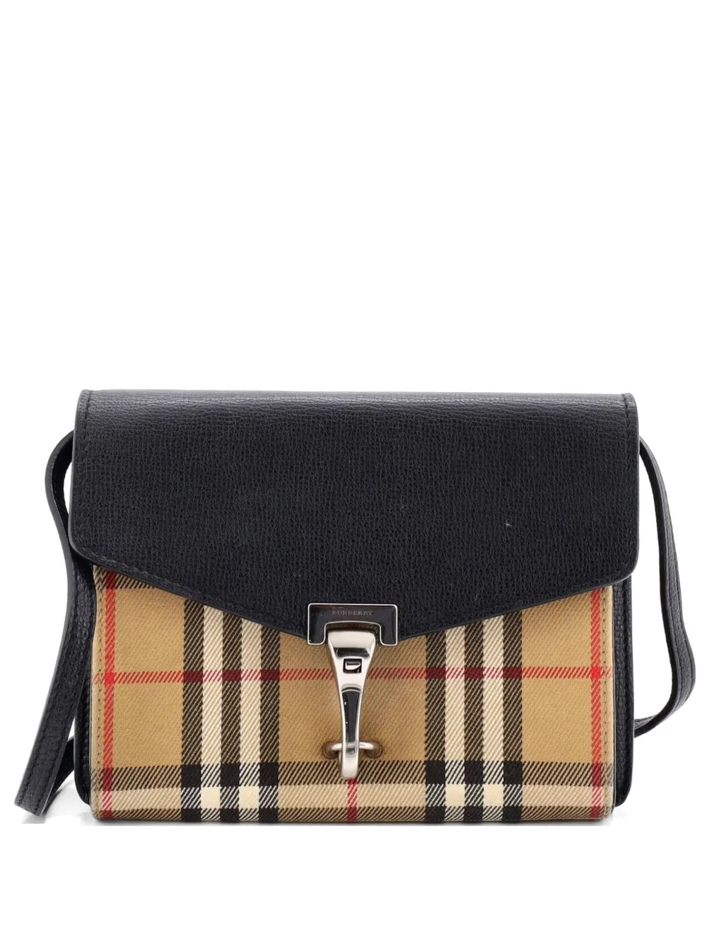 Burberry Pre-Owned Macken Leather and Vintage Check Canvas Baby crossbody bag - Marrone