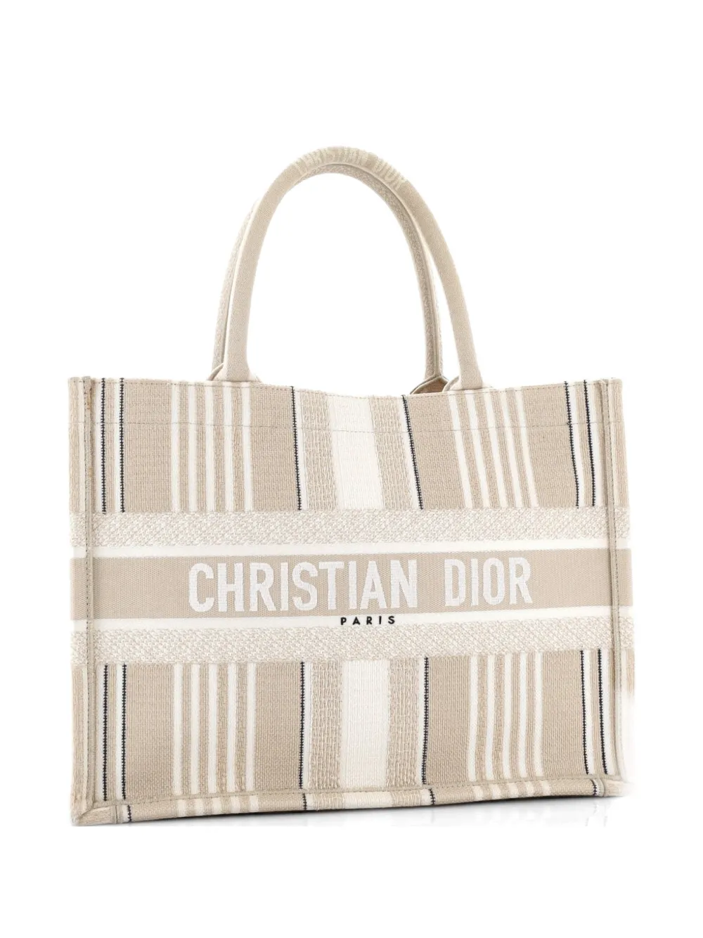 Christian Dior Pre-Owned Book Bayadere Stripe Embroidered Canvas Medium tote bag - Toni neutri