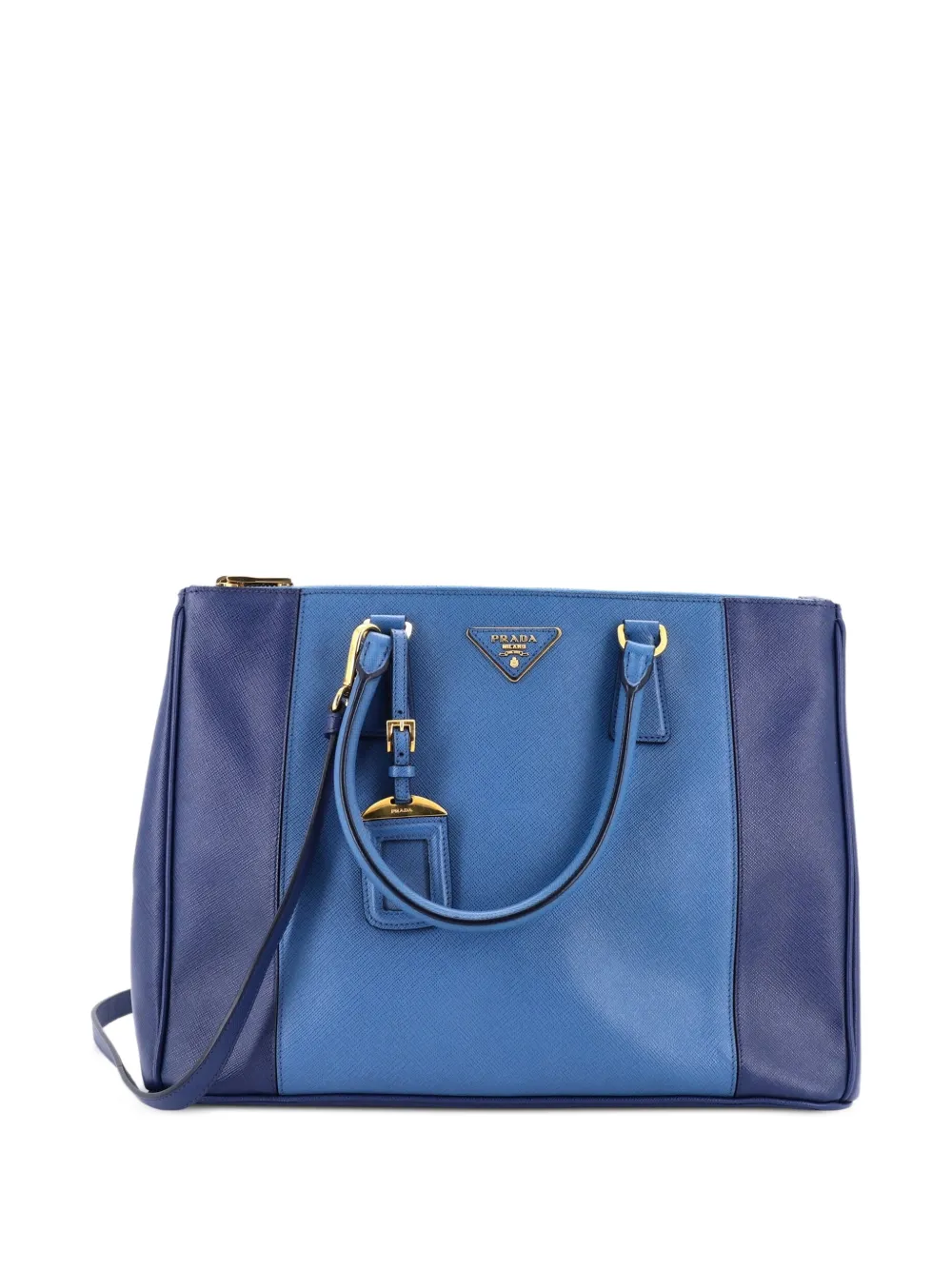 Prada Pre-Owned Bicolor Double Zip Lux Saffiano Leather Medium tote bag - Blu