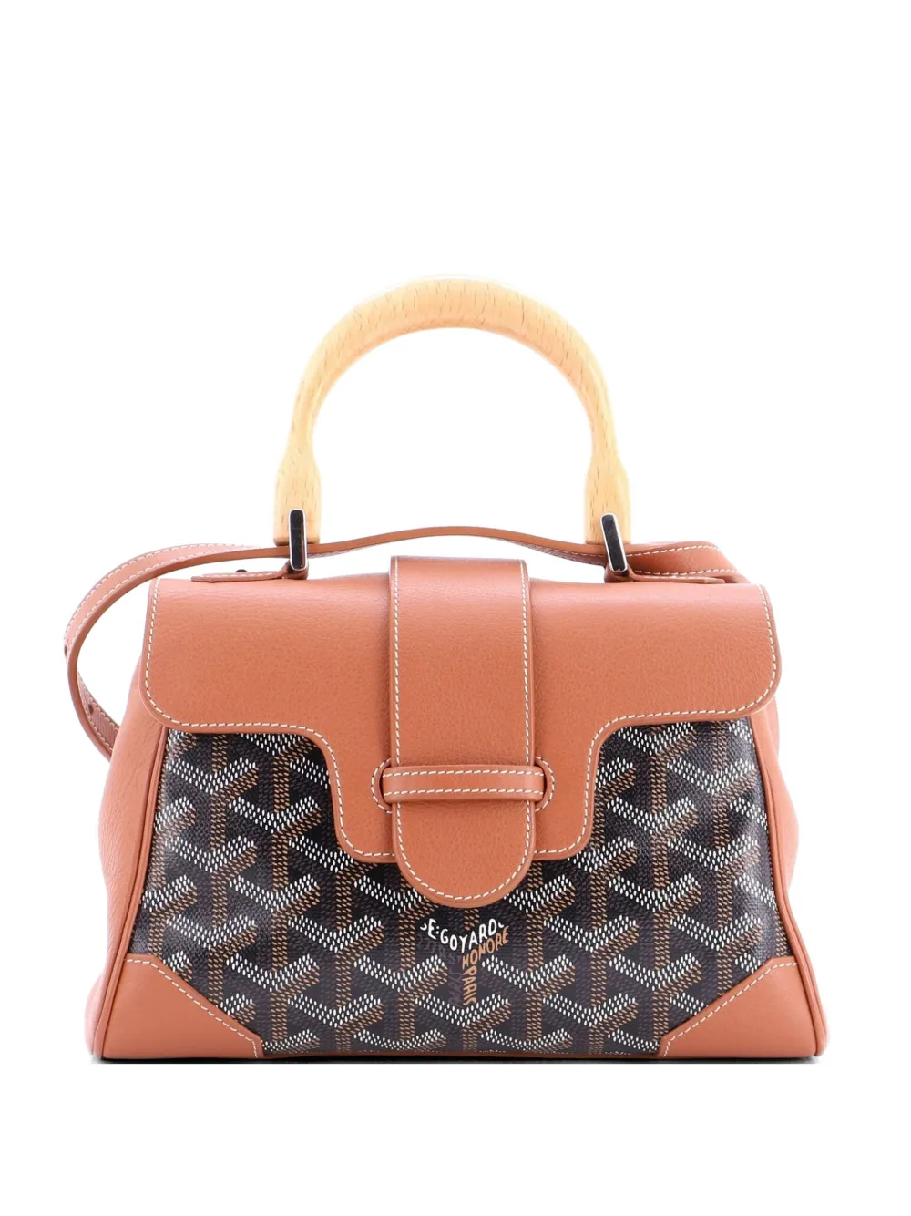 Goyard Pre-Owned Saigon Top Handle Bag Coated Canvas with Leather Mini shoulder bag - Marrone