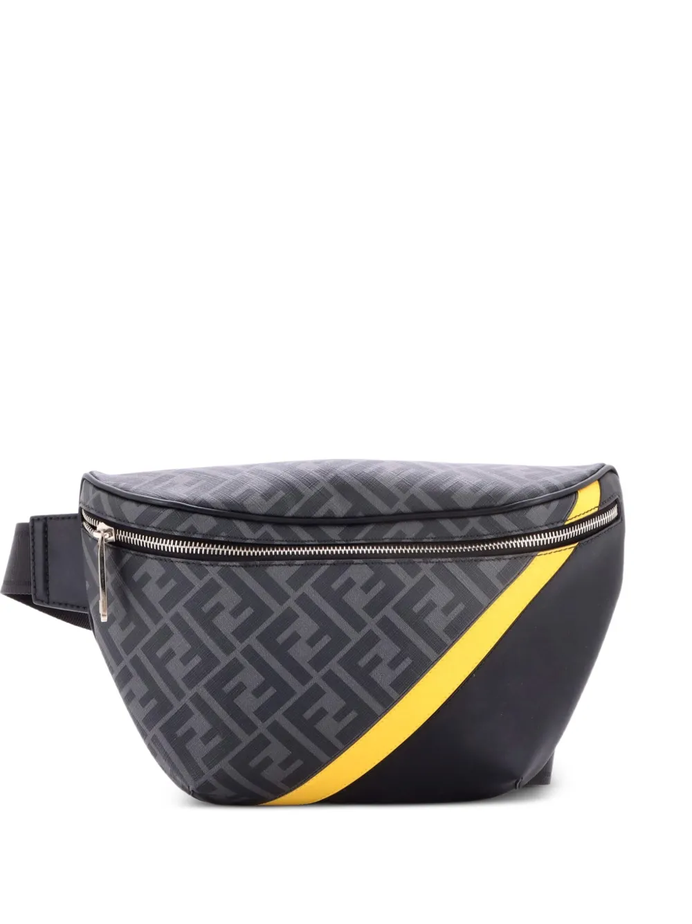 Fendi Pre-Owned Zip Zucca Coated Canvas and Leather belt bag - Nero