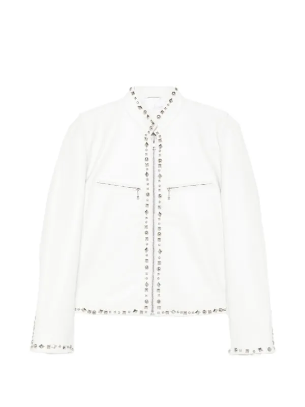 R13 Cafe Racer Studded Jacket in White