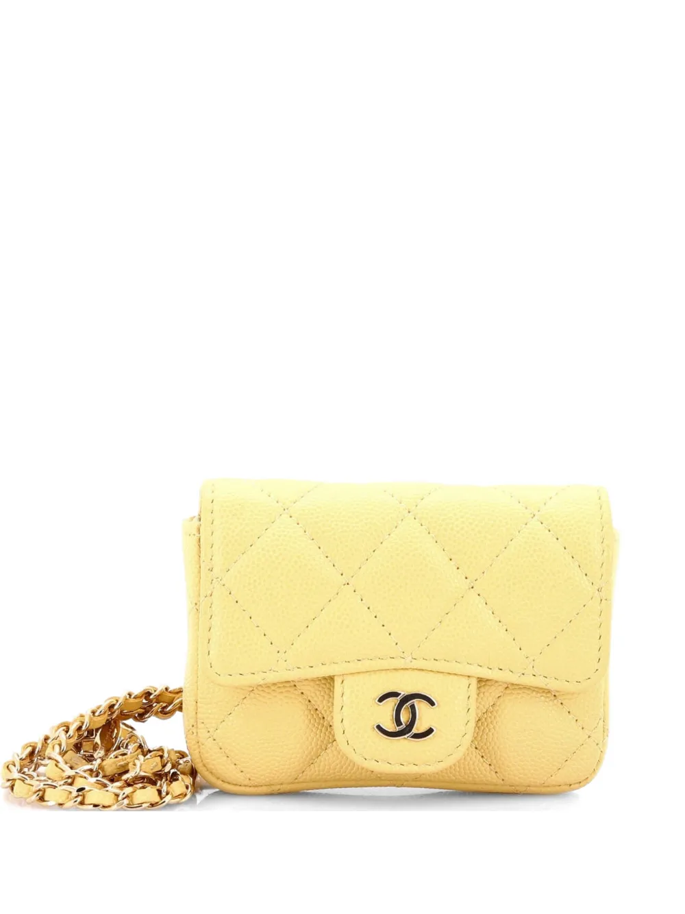 CHANEL Pre-Owned Classic Flap Chain Quilted Caviar Mini belt bag - Giallo