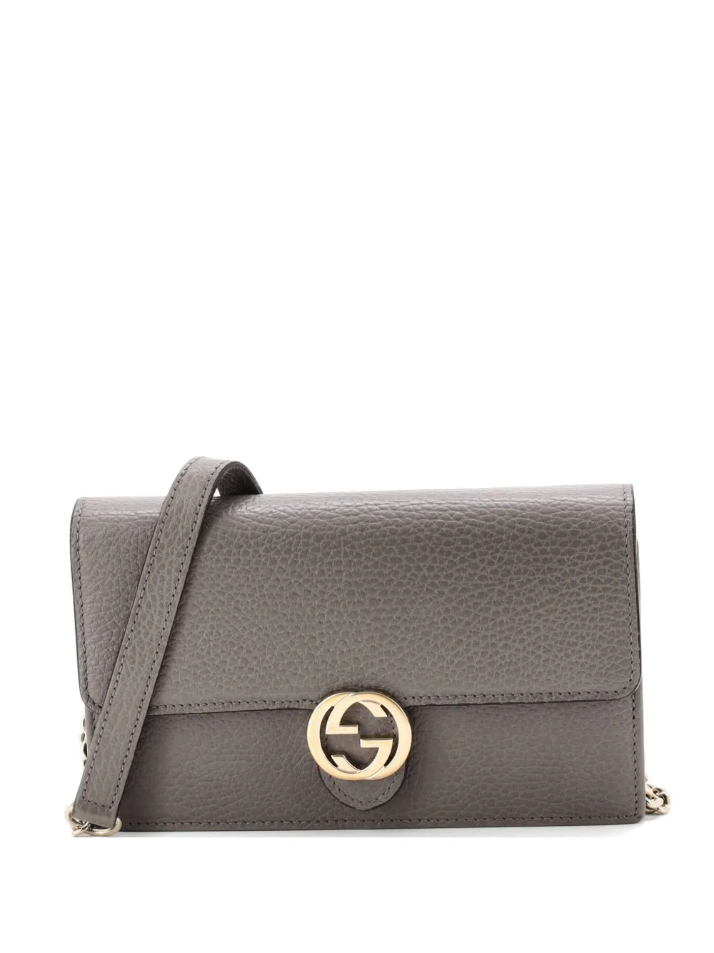 Gucci Pre-Owned Interlocking Wallet on Chain Leather crossbody bag - Grigio