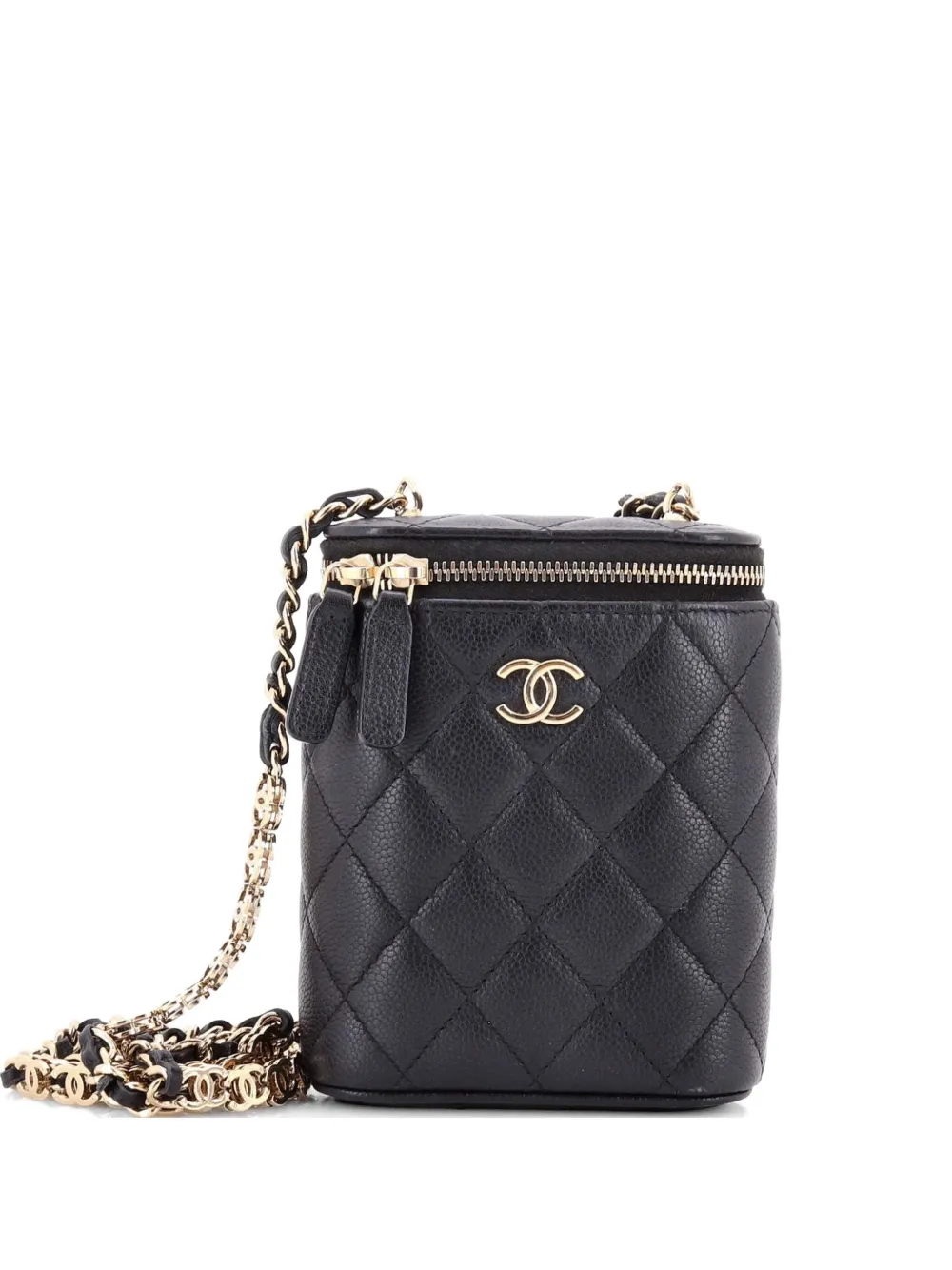 CHANEL Pre-Owned Vertical Classic Vanity Case with Chain Quilted Caviar Small shoulder bag - Nero