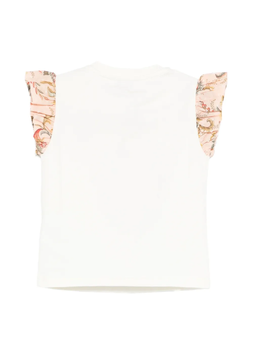 ETRO KIDS T-shirt met bloemenprint en ruches Beige