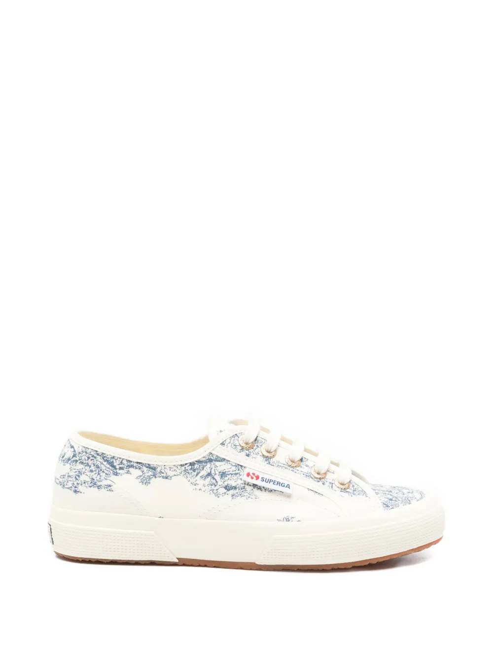 Superga Toile De Jouy printed lace-up sneakers - Toni neutri
