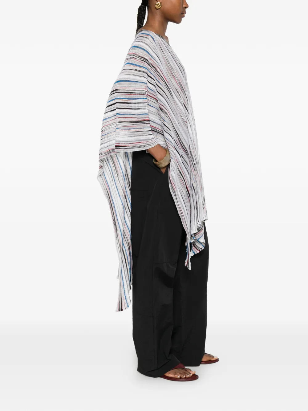 Missoni Striped V-neck Poncho In White