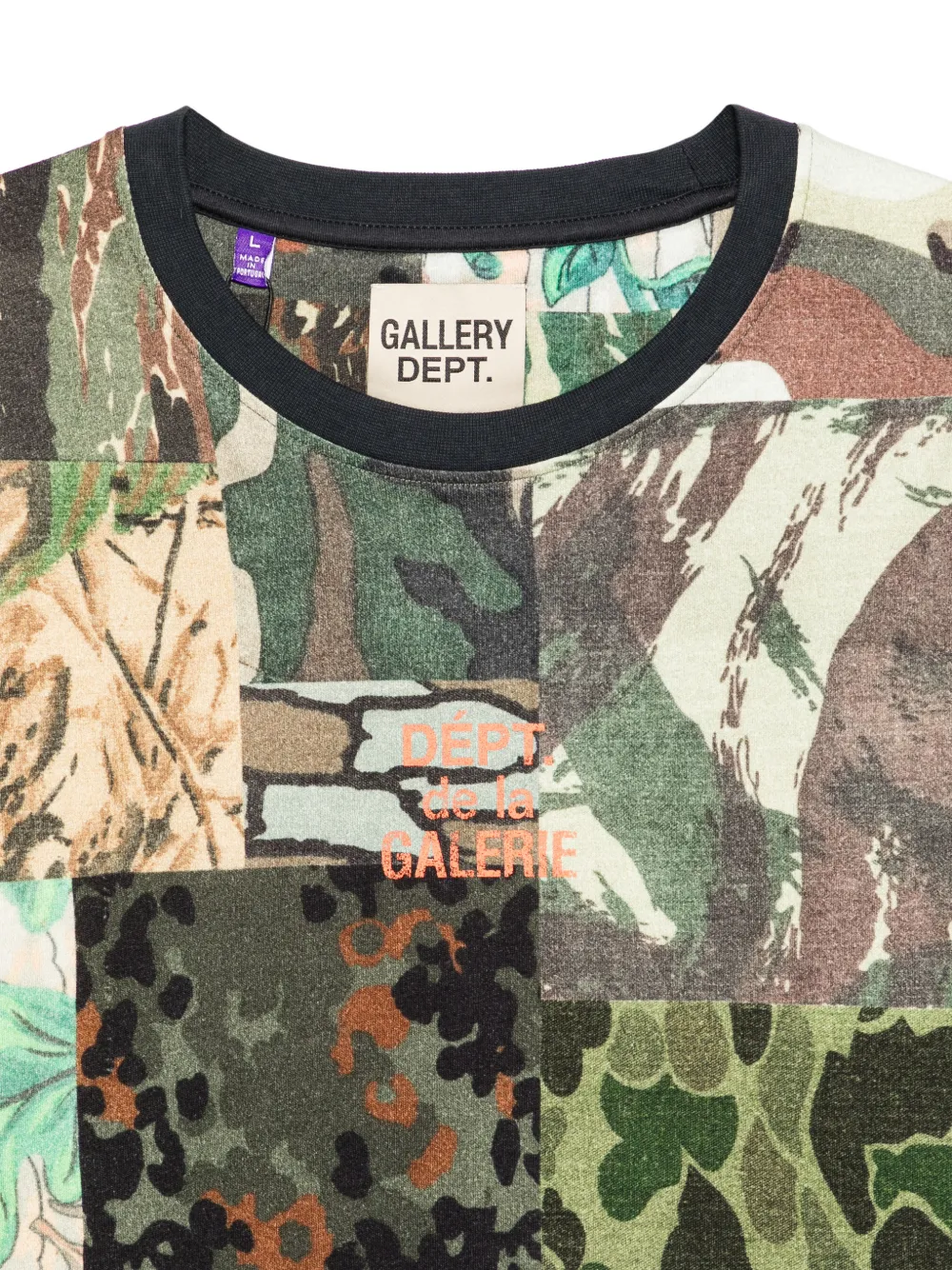 GALLERY DEPT. T-shirt met camouflageprint en patchwork Groen