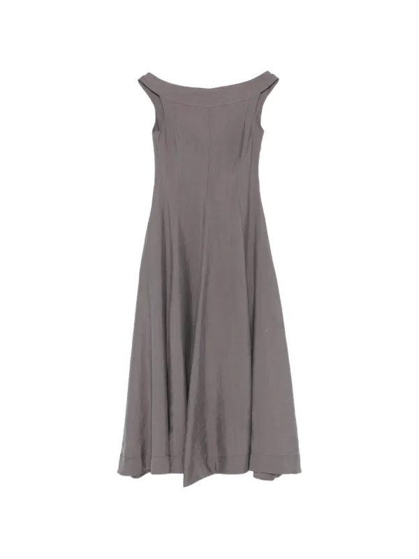 grey boat neck dress COLLECTION PRIVEE? Lizza boat-neck Flared Midi | Easy Dress