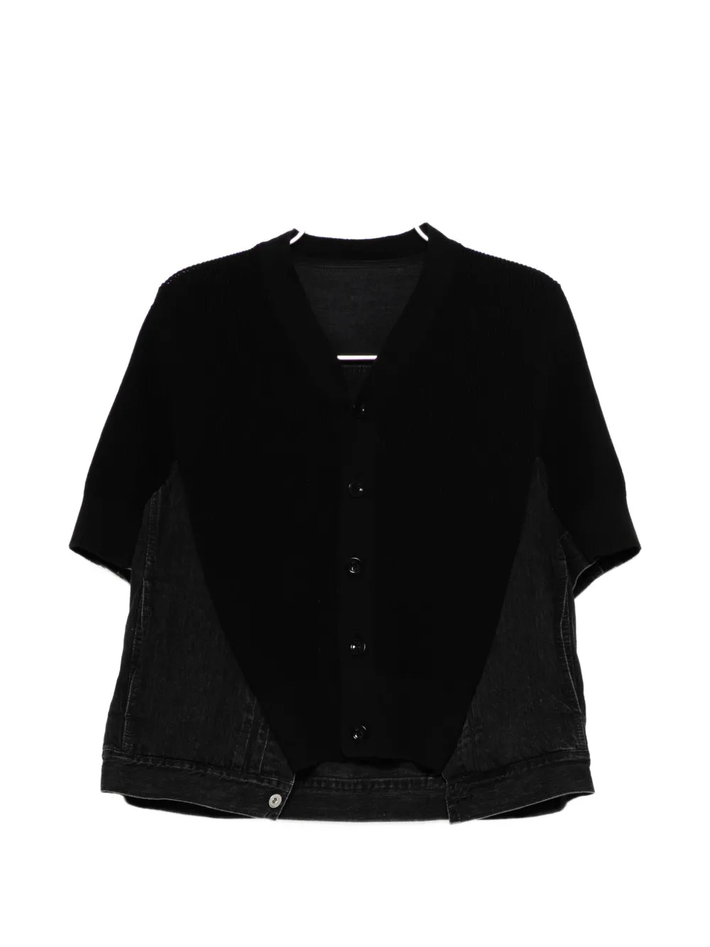 sacai denim x knit cardigan - Black