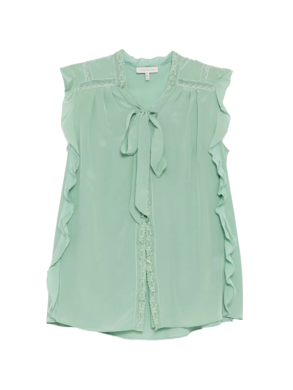 Shiatzy Chen Lace Chiffon Halter Top In Green