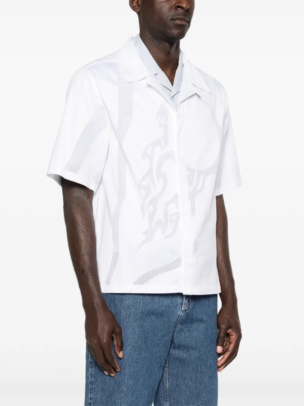 Casablanca Art of The Serve Fil Coupe overhemd met korte mouwen Wit