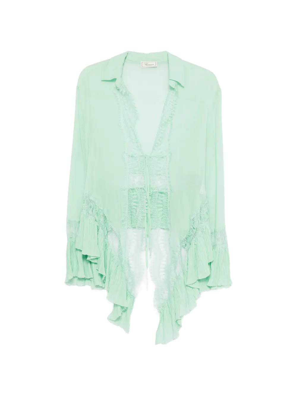 Blumarine lace ruffled blouse - Grün