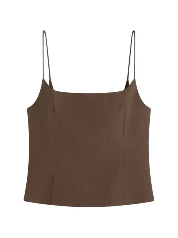 St. Agni Silk Cami Top in Brown
