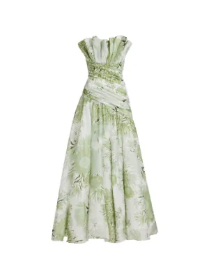 knee length dresses for ladies Aje Fleur Pleated Gown – ABC Dress Hire