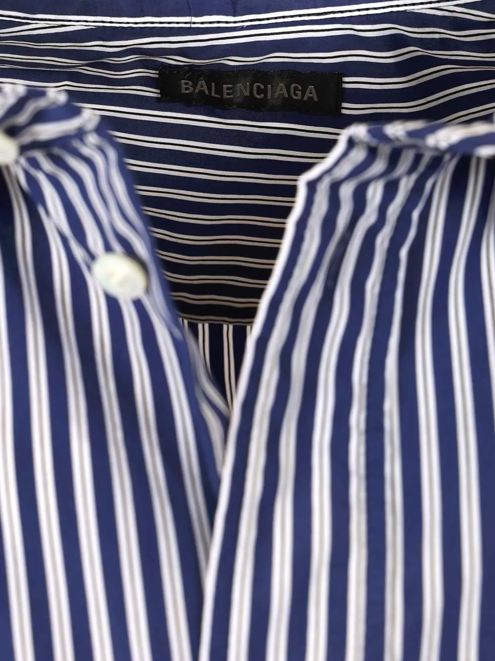  Balenciaga Striped Logo-patch Shirt - Blue 