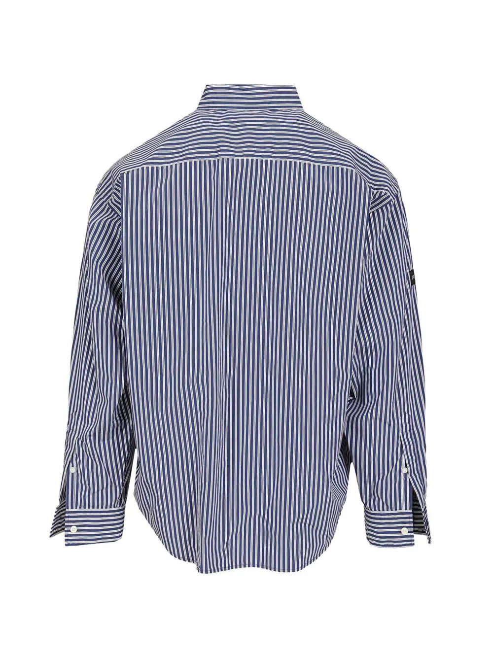  Balenciaga Striped Logo-patch Shirt - Blue 