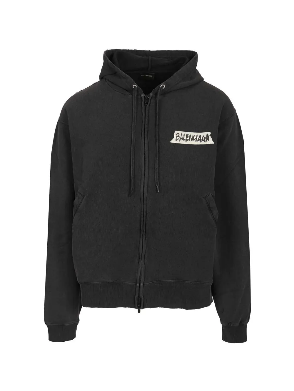 Balenciaga Masking Tape zip-up hoodie - Nero
