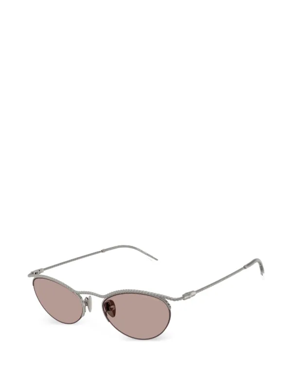 Giorgio Armani Oval Braided-effect Sunglasses in Silver
