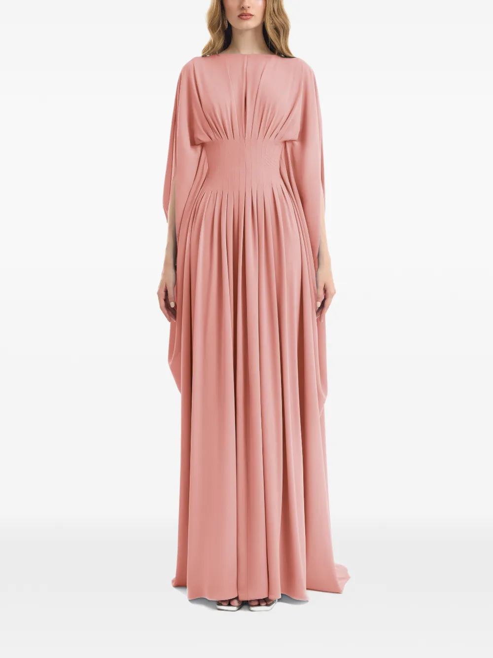 Gemy Maalouf pleated high-neck gown - Rosa