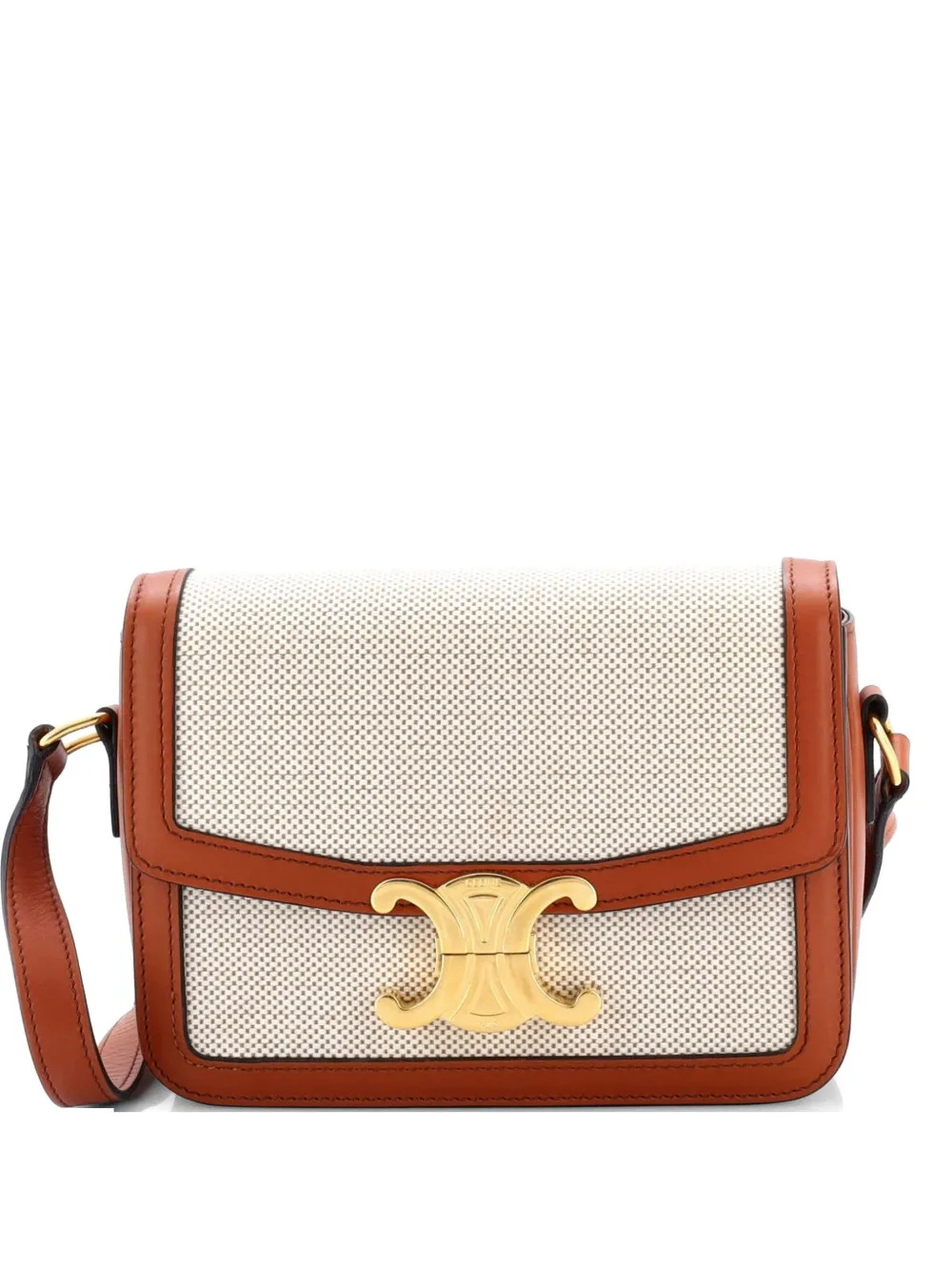 Celine Pre-Owned Triomphe Shoulder Bag Canvas with Leather Teen crossbody bag - Marrone