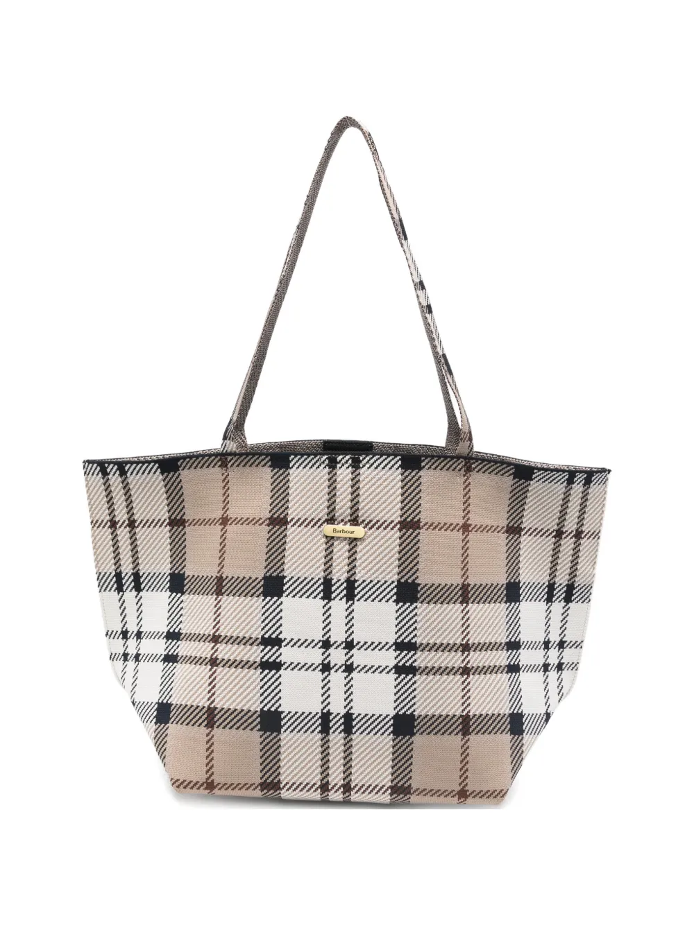 Barbour Plaid Double-handle Tote Bag In Neutral