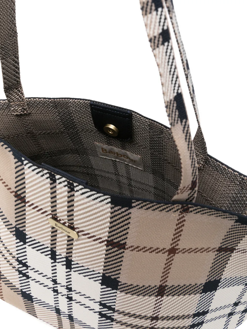 Barbour Geruite shopper met dubbele handvatten Beige