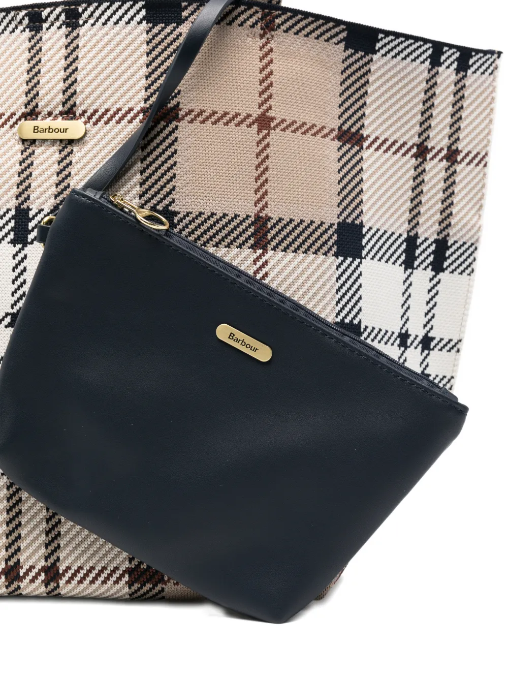 Barbour Geruite shopper met dubbele handvatten Beige