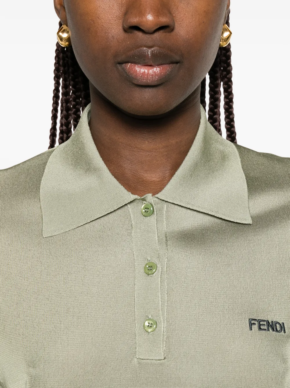 FENDI Button-up poloshirt Groen