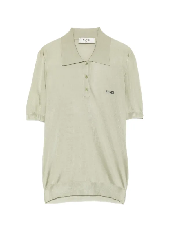 Fendi Button-up Polo Shirt in Green
