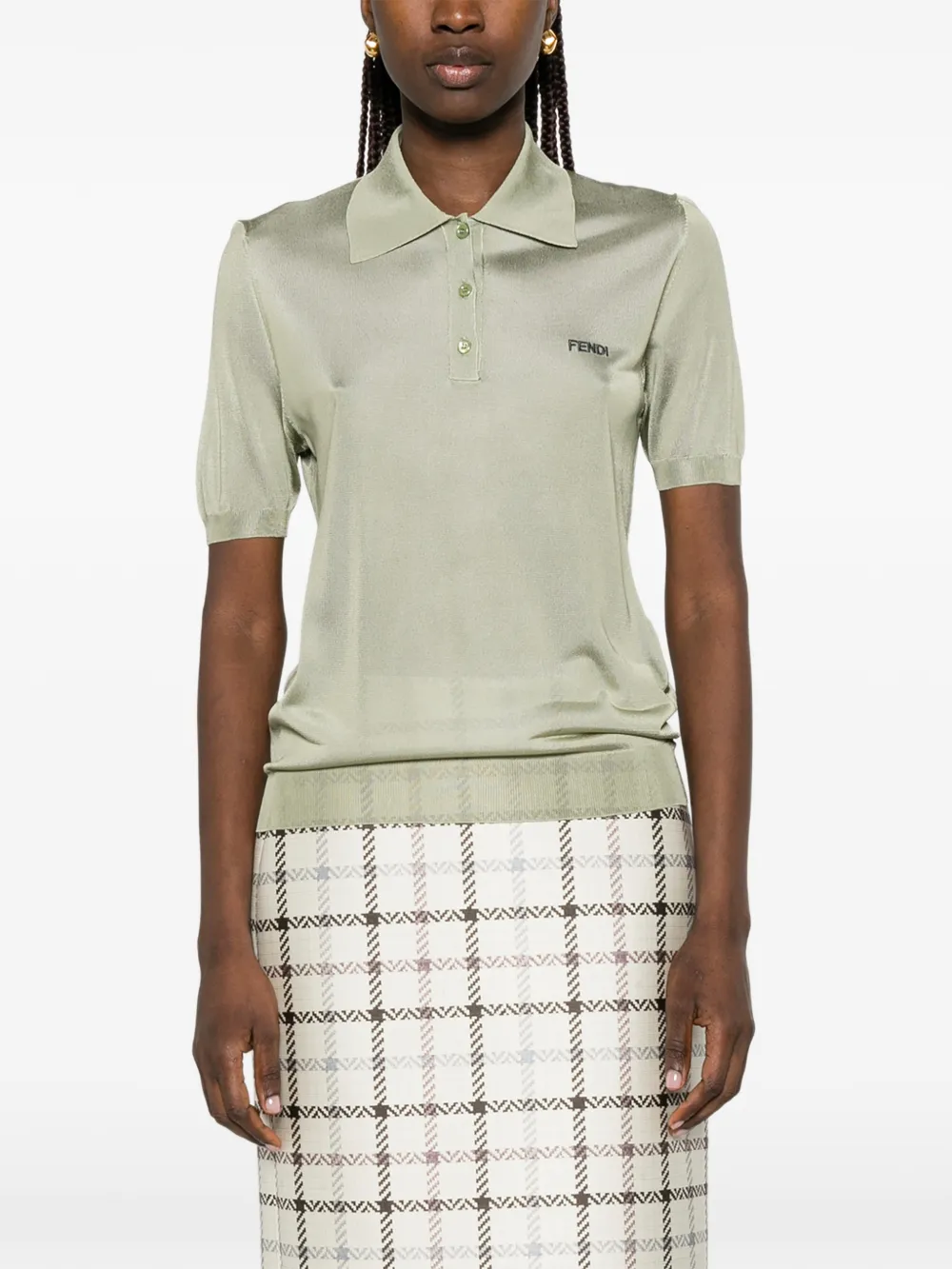 FENDI Button-up poloshirt Groen