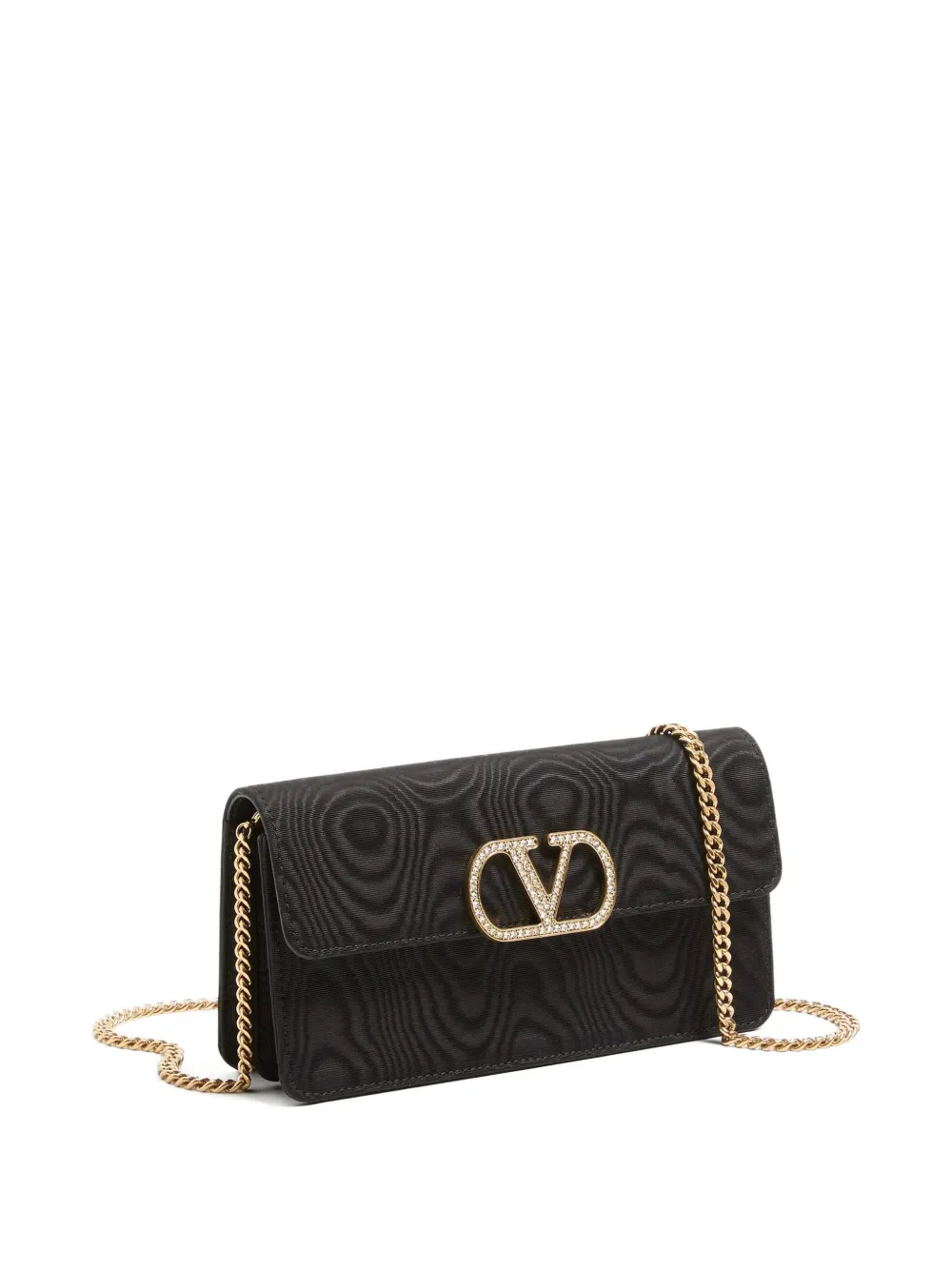 Valentino Garavani VLogo Signature moiré portemonnee met logo Zwart