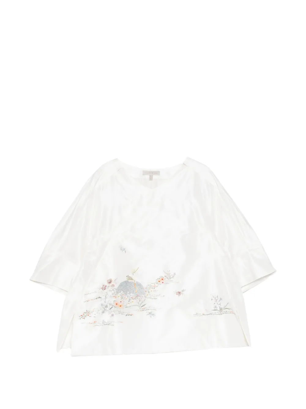 SHIATZY CHEN Top in raso con ricamo - Bianco