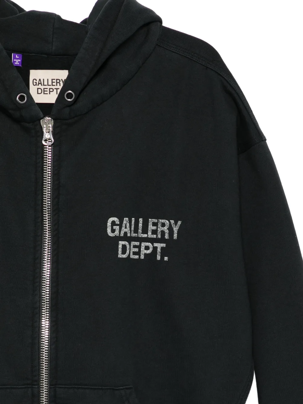 GALLERY DEPT. contrast-panel Zip Hoodie | Black | FARFETCH
