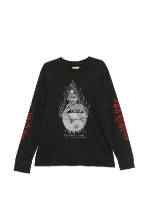 Denim Tears Wreath Long Sleeve T-shirt | Black | FARFETCH