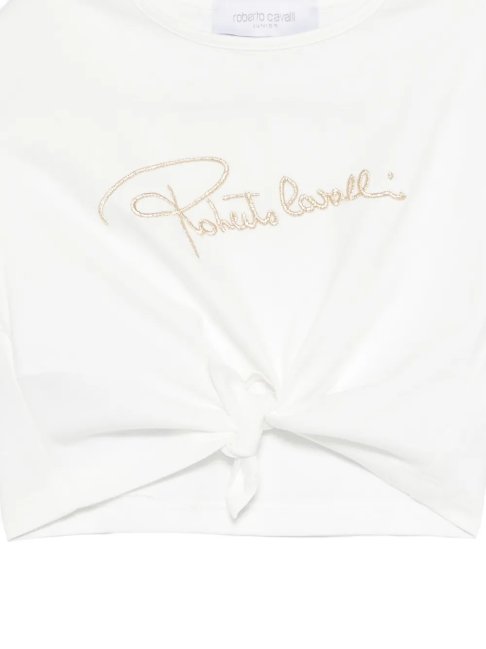 Roberto Cavalli Junior T-shirt met geknoopt detail Wit