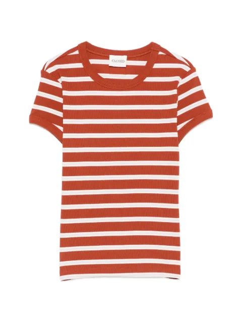 Closed striped rib-knit T-shirt