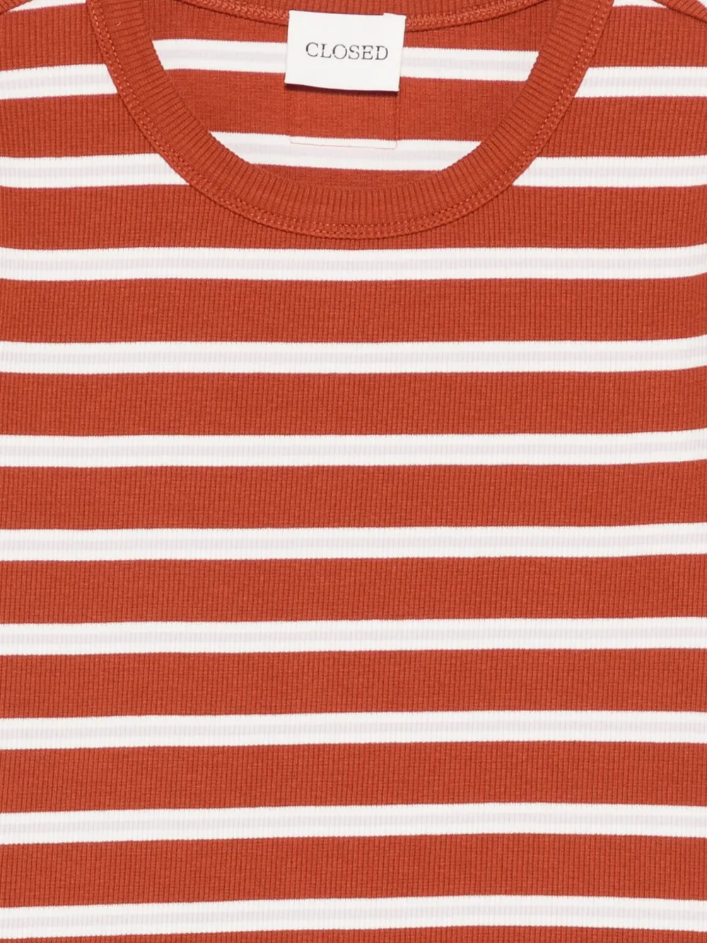 Closed Gestreept ribgebreid T-shirt Oranje