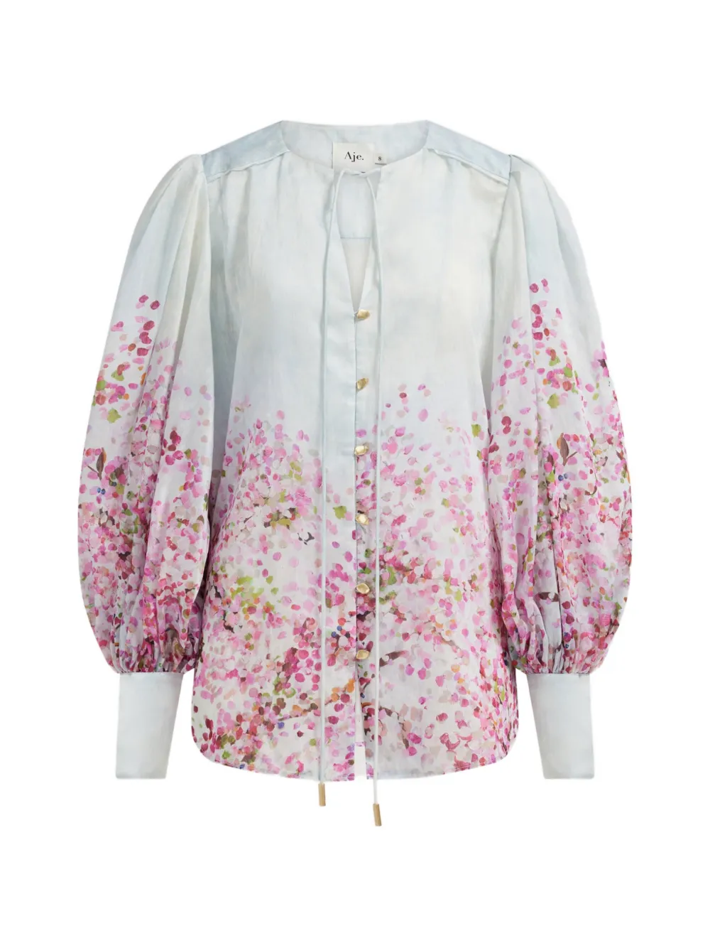Aje Bishop-sleeves Floral-print Blouse In Pink